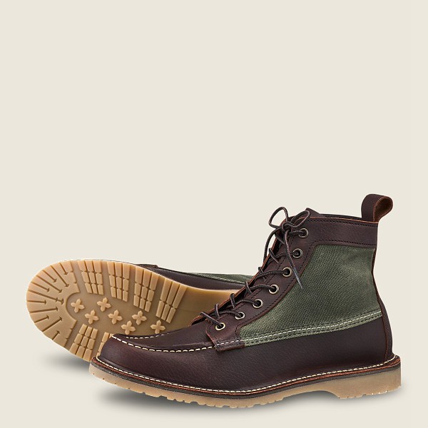 Red Wing Mens Heritage Boots - Weekender Canvas Moc - 6-inch Oil-slick Leather - Dark Brown - DSF308